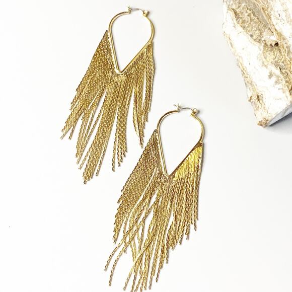 NEW Dusk till Dawn Gold Fringe Earrings - Picture 5 of 9